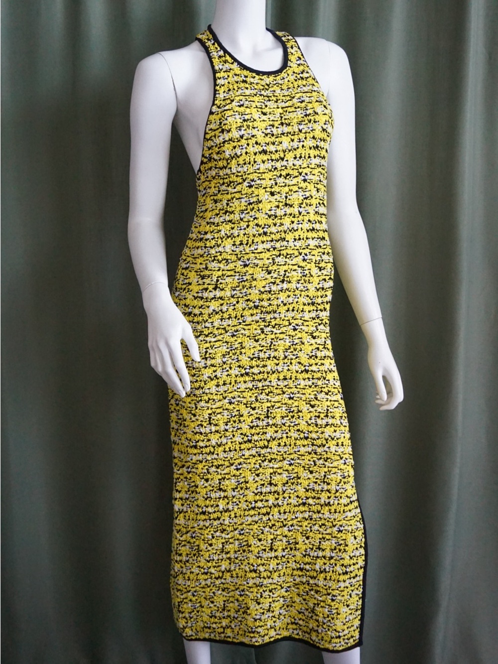 Rag & Bone Midi Crochet Yellow/Back Racer Back "Viola" Dress - Size XS